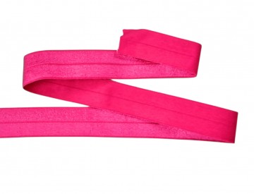 Elastisch vouwtres biaisband.  Pink.  20 mm breed.  Elastisch biaisband wordt gebruikt om rekbare stoffen af te werken.