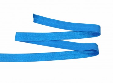 Elastisch vouwtres biaisband.  Bleu.  20 mm breed.  Elastisch biaisband wordt gebruikt om rekbare stoffen af te werken.