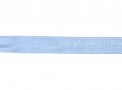 Elastisch vouwtres biaisband.  Lichtblauw.  20 mm breed.  Elastisch biaisband wordt gebruikt om rekbare stoffen af te werken.  Z