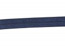 Elastisch vouwtres biaisband.  Donkerblauw.  20 mm breed.  Elastisch biaisband wordt gebruikt om rekbare stoffen af te werken.