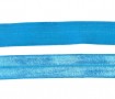 Elastisch vouwtres biaisband.  Aqua iets donkerder. 20 mm breed.  Elastisch biaisband wordt gebruikt om rekbare stoffen af te we