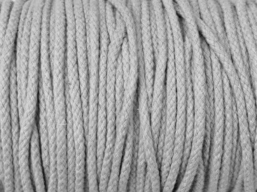Koord grijs, zonder ziel.  Doorsnee ongeveer 4 mm  Katoen