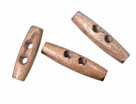 Houtje/touwtje knoop 2-gaats Lichtbruin gebrand  50 mm