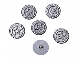 Metal look knoop Zilver met ster 15 mm.