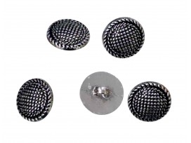 Metal look knoop Zilver met stipjes 15 mm