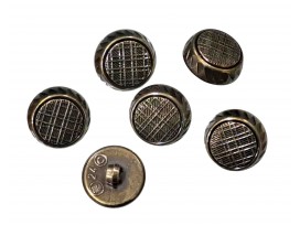 Metal look knoop Oud goud met raster motief 15 mm