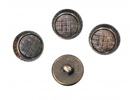 Metal look knoop Oud goud met raster motief 20 mm.