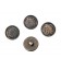 Kunststof knoop metal oook op een steeltje.  Oud goud met een raster motief.  Doorsnee ongeveer 20 mm.  Dikte ongeveer 6,9 mm.