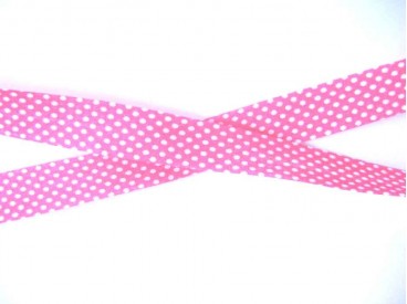 Biaisband Roze met witte stip 7ocm