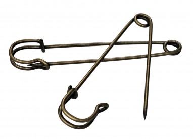 Kiltspeld oud brons  Lengte 75 mm  Schotse spelden worden per stuk verkocht