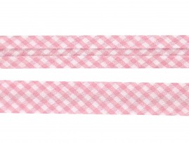 Geblokt Biaisband roze  32