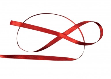 Helder rood satijnlint dubbelzijdig van 8 mm. breed.