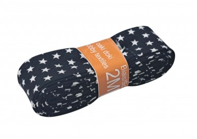 Biaisband zwart met witte mini sterretjes  Bundel van 2 meter   2 cm breed  100 % katoen