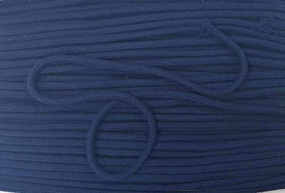 Koord donkerblauw  Doorsnee circa 6 mm  100 % katoen (met ziel)