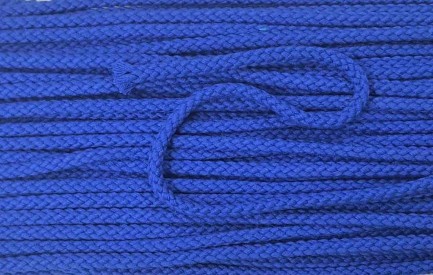 Koord kobaltblauw  Doorsnee circa 6 mm  Katoen/polyester (zonder ziel)