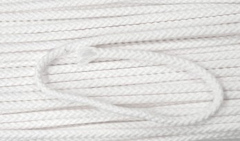 Koord wit  Doorsnee circa 6 mm  Katoen/polyester (zonder ziel)