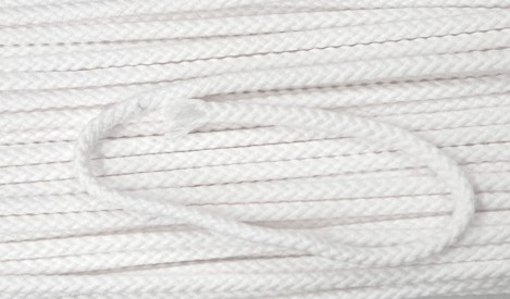 Koord wit  Doorsnee circa 6 mm  Katoen/polyester (zonder ziel)