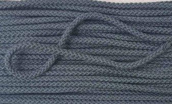 Koord donkergrijs  Doorsnee circa 6 mm  Katoen/polyester (zonder ziel)