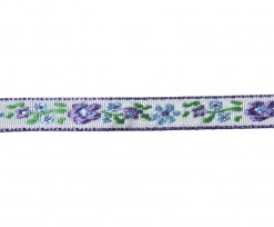 Sierband Bloem Wit met een paarse bloem 8mm
