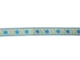 Sierband Bloem Lichtzand met een aqua bloem 18mm
