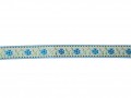 Sierband Bloem Lichtzand met een aqua bloem 18mm