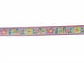 Sierband Bloem Lichtgrijs met een roze/gele bloem 9mm