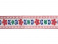 Sierband Wit met rode bloem en rode sierrand  25mm breed
