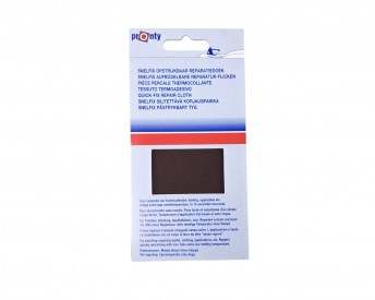 Reparatiedoek. Bruin opstrijkbaar reparatiedoek van Pronty  11 x 25 cm.  100% katoen  Wassen tot 95 graden