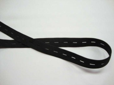 Zwart knoopsgaten elastiek van 20 mm. breed.