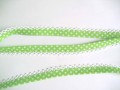 Biaisband Lime met witte stip en ruche. Dubbel 15 mm.