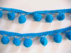 Sierband met pompom bolletjes Aqua