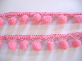 Sierband met pompom bolletjes Roze