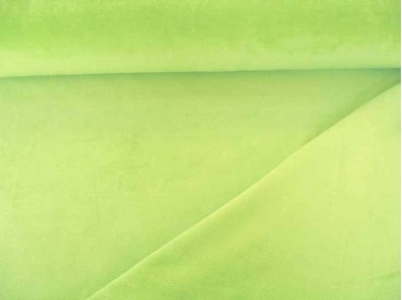 Licht limekleurige Nicky velours.  80%kat./20%pe  1.50 mtr.br.