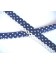 Biaisband Blauw met witte stip en ruche. Dubbel 15mm.