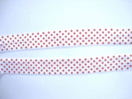 Elastisch biaisband met stip Wit/rood 6033