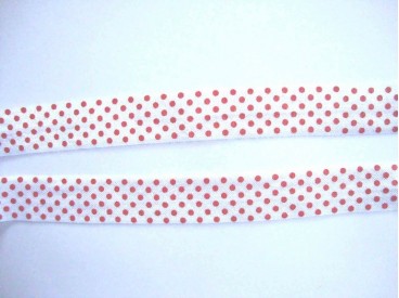 Elastisch biaisband met stip Wit/rood 6033