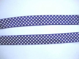 Elastisch biaisband met stip Paarsblauw/wit 6034