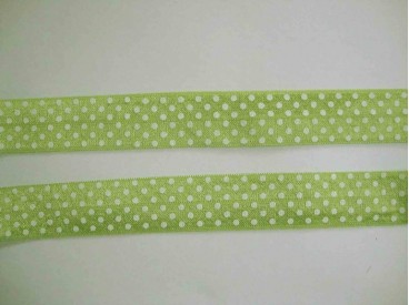 Elastisch biaisband met stip Lime/wit 6037