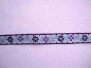 Sierband bloem Lila met paarse bloem 13mm