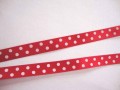 Satijnband Rood met stip 10mm