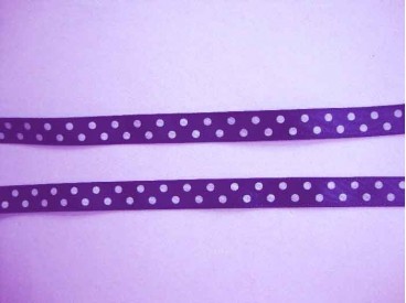 Satijnband Donkerblauw met stip 10mm
