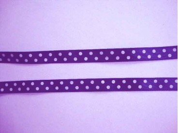 Satijnband Donkerblauw met stip 10mm