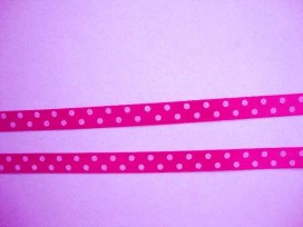 Satijnband Pink met stip 10mm