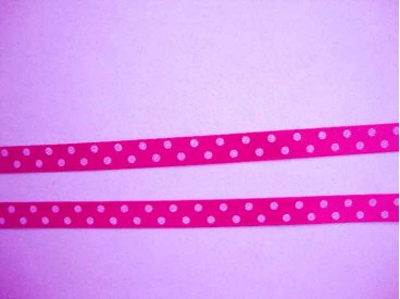 Satijnband Pink met stip 10mm
