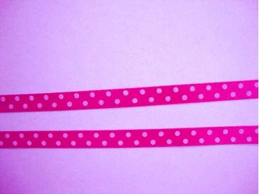 Satijnband Pink met stip 10mm