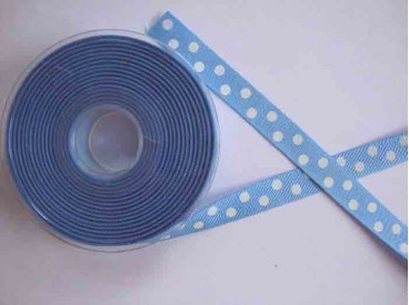 Ribsband met stip Lichtblauw 16mm. 1545-16