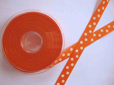 Ribsband met stip Oranje 16mm. 1139-16