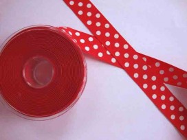 Ribsband met stip Rood 25mm. 1325-25