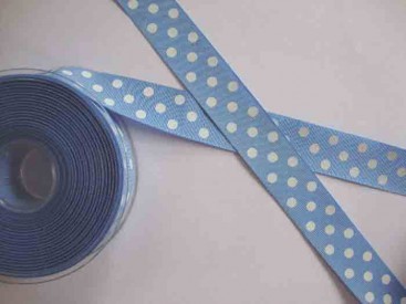 Ripsband met stip Lichtblauw 25mm. 1545-25