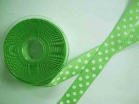 Ripsband met stip Lime 25mm. 1813-25